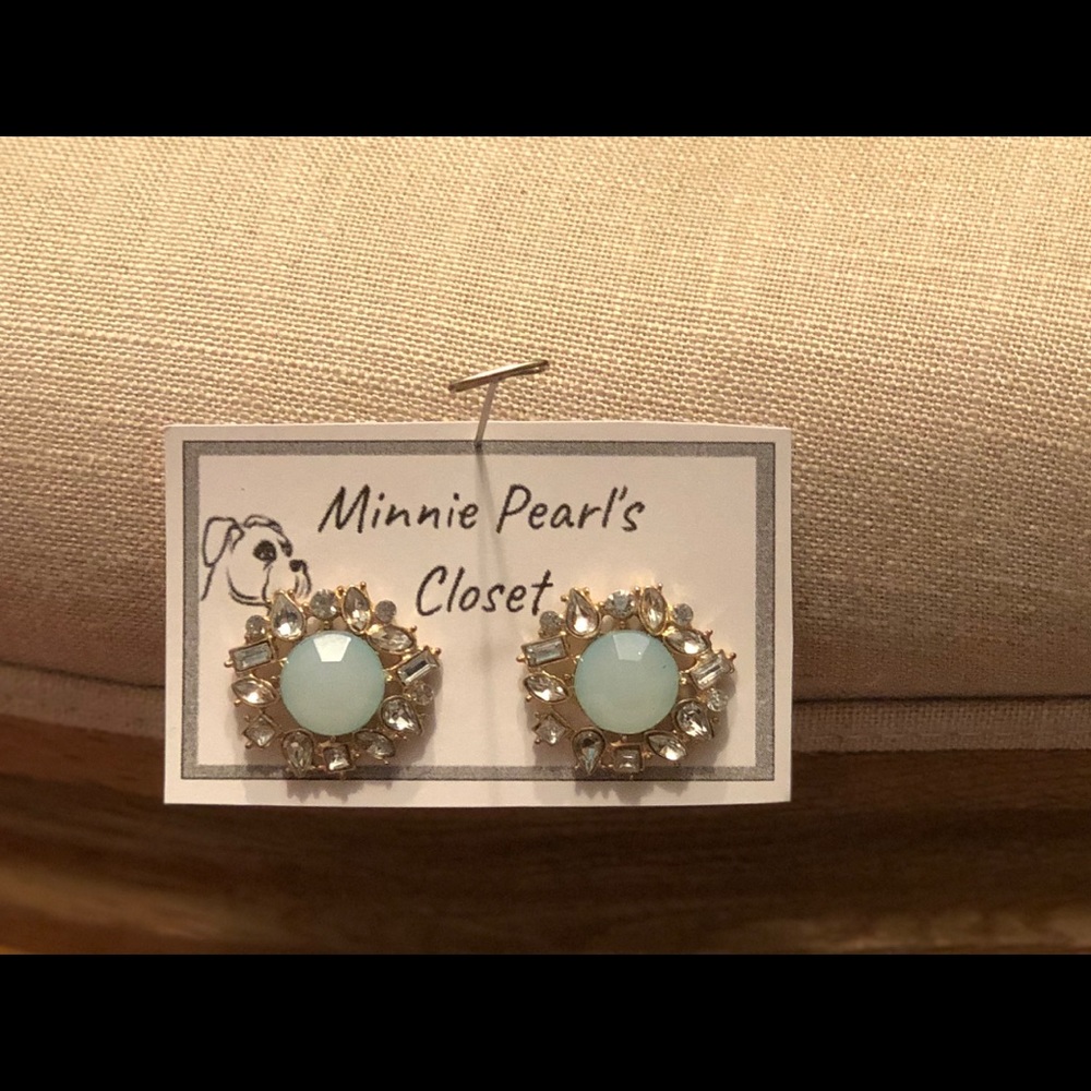 Seafoam green and diamond earrings